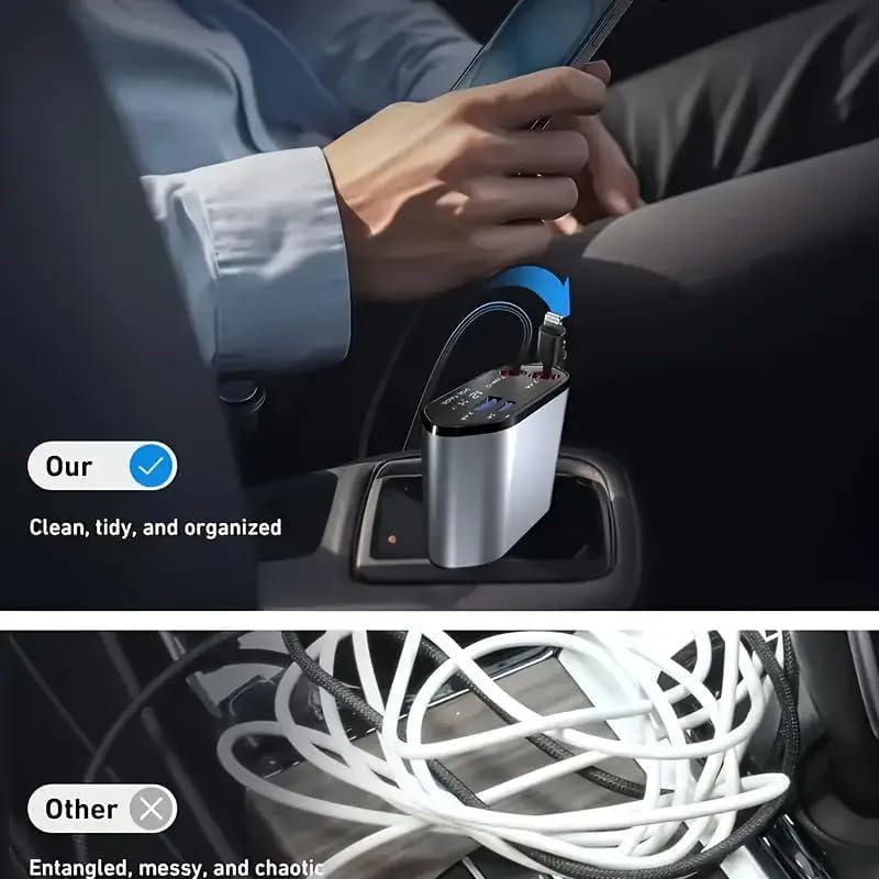 120W 4-Port Fast Car Charger with PD & USB – Universal Phone Charging Adapter