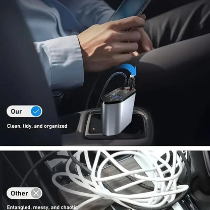 120W 4-Port Fast Car Charger with PD & USB – Universal Phone Charging Adapter