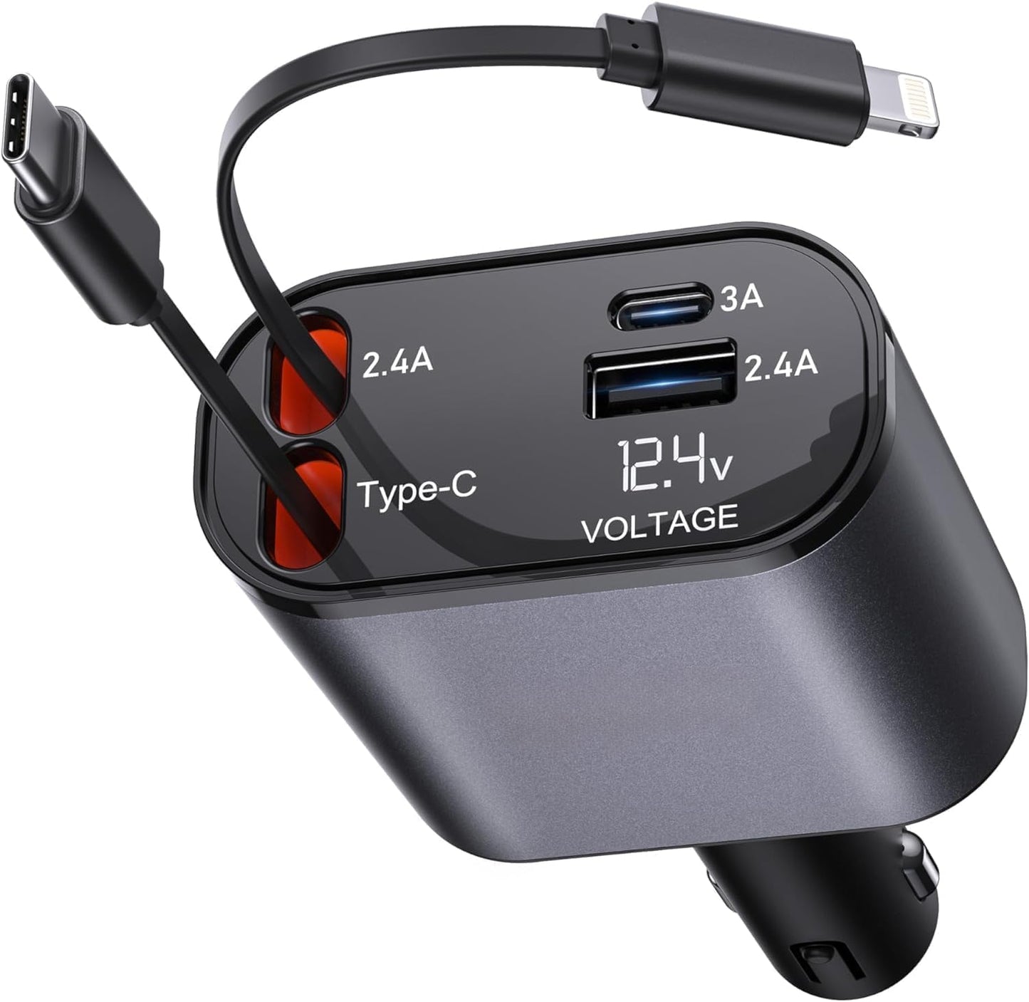 120W 4-Port Fast Car Charger with PD & USB – Universal Phone Charging Adapter