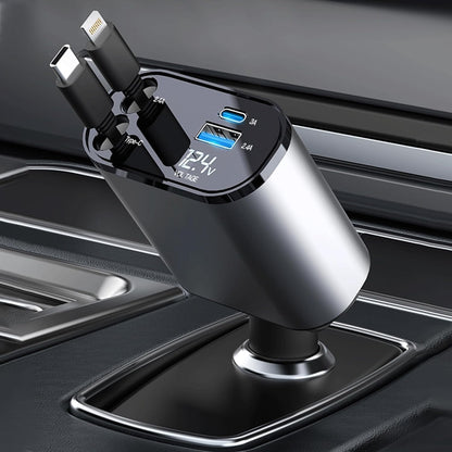 120W 4-Port Fast Car Charger with PD & USB – Universal Phone Charging Adapter